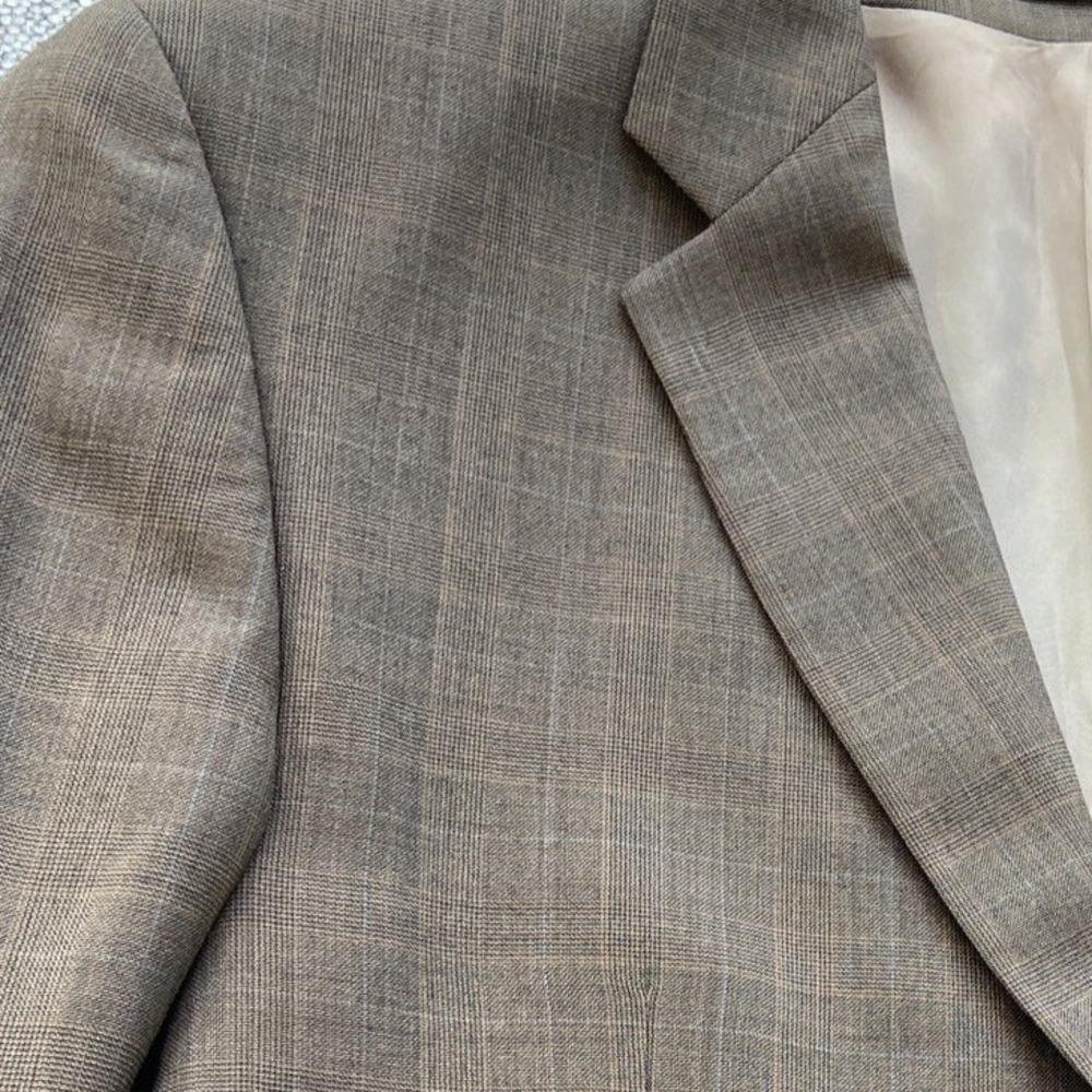 L RALPH LAUREN Men's‎ Sport Coat 46L Plaid, Window Pane 100% Wool Made in Canada